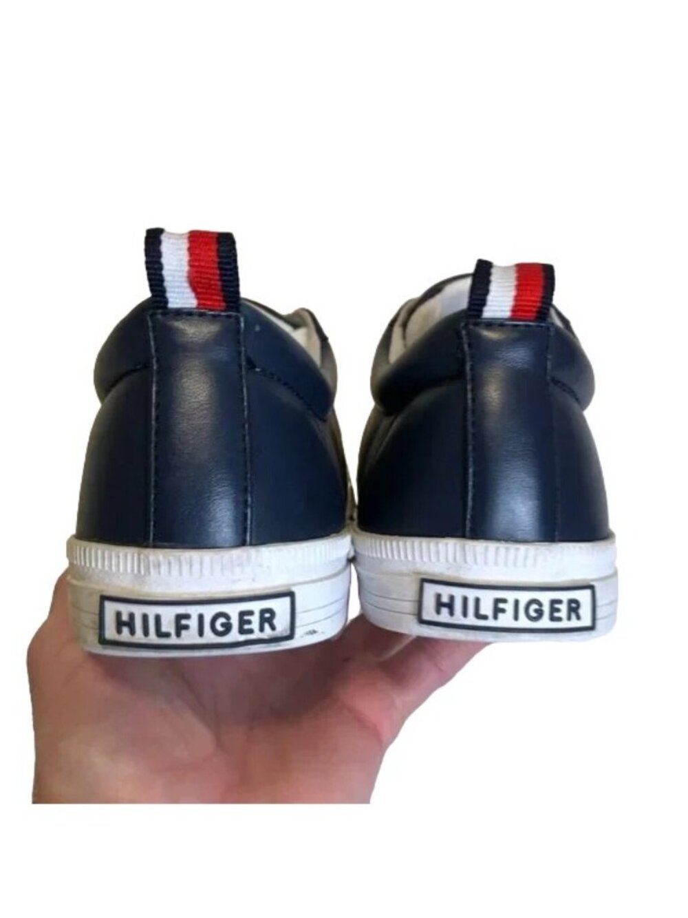 Y2k Tommy Hilfiger Sneakers 8.5 Blue w/ Red White Stripes Style Twlireal Lace Up - Picture 5 of 6